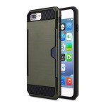 Wholesale iPhone 7 Plus Credit Card Armor Hybrid Case (Army Green)